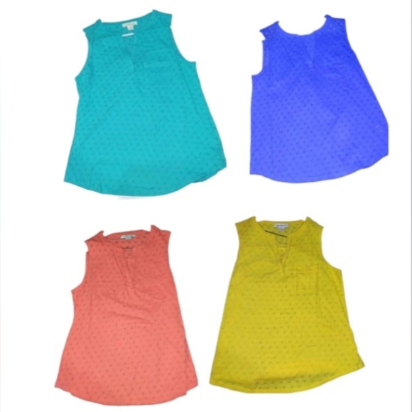 Bundle Of 4 Liz Claiborne 100% Cotton Sleeveless Tops Size M - Picture 1 of 8